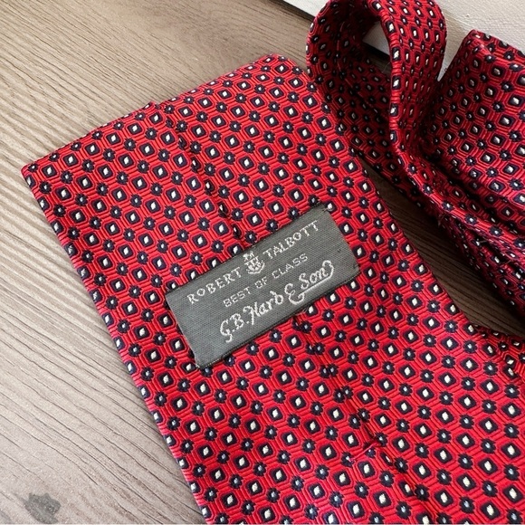 Robert Talbott Best of Class Jacquard Silk Neck Tie Red White - Picture 6 of 7
